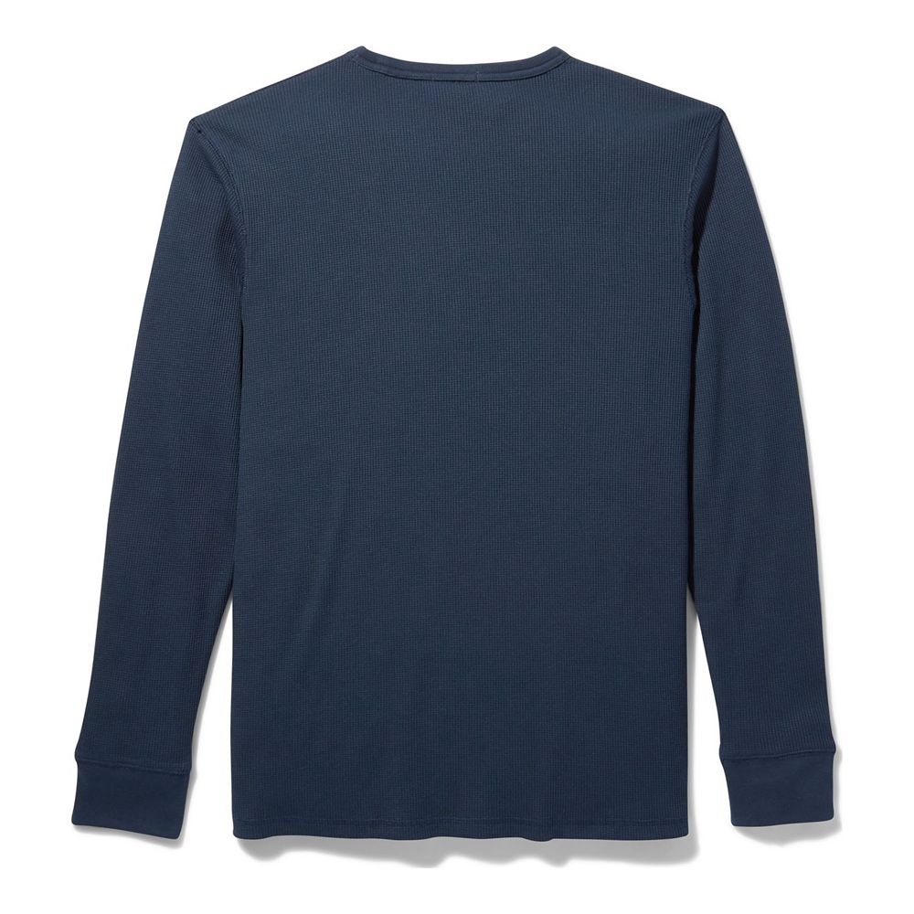 Camisa Timberland Hombre Wharf River Waffle-Knit Crewneck Azul Marino - Chile VAF-891207